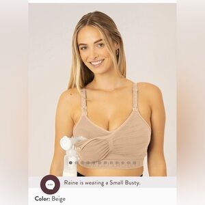 Two Kindred Bravely Hands-Free Pumping/Nursing Bras — Beige, Small Busty (E-H)